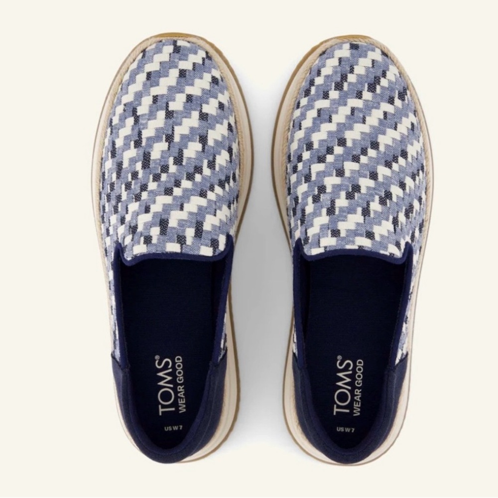 Women’s TOMS Jocelyn Denim Espadrille Slip On Shoes Sneakers - Picture 4 of 5